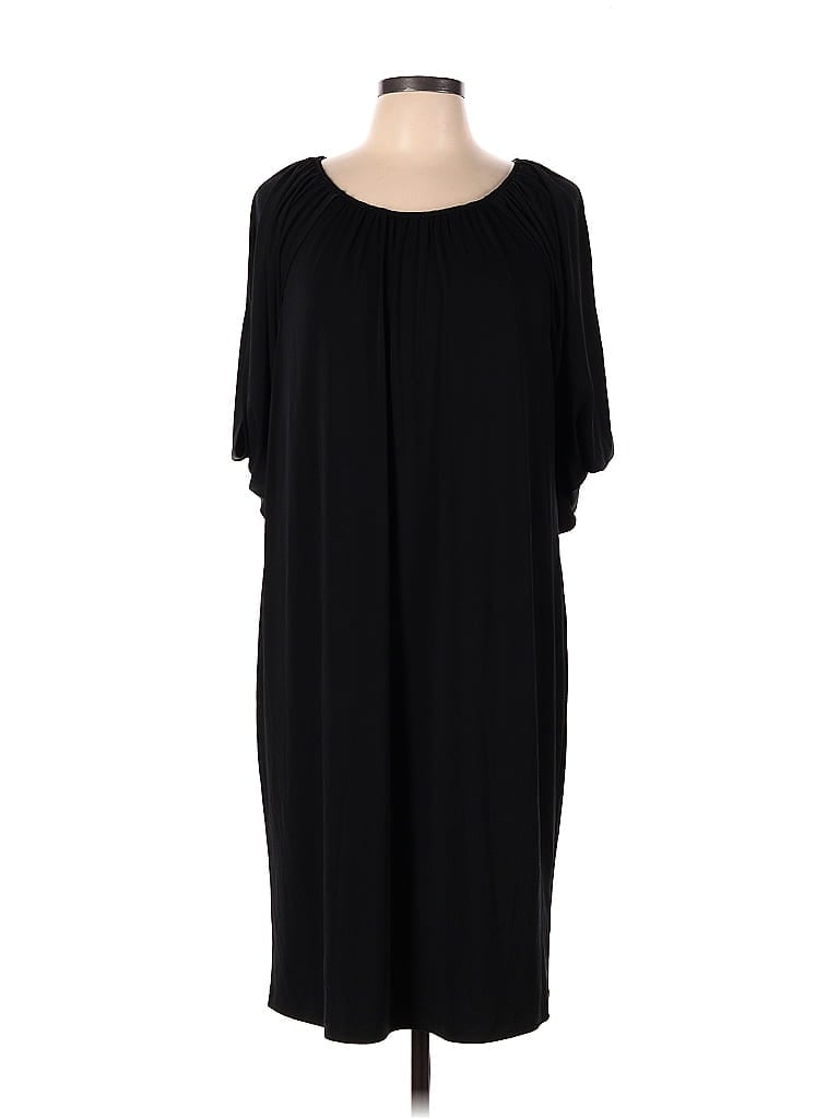 Ellen Tracy Solid Black Casual Dress Size L - photo 1
