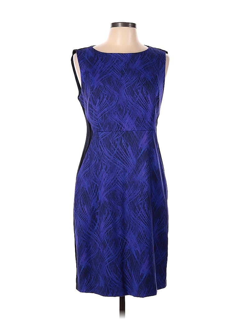 Elie Tahari Jacquard Brocade Graphic Blue Casual Dress Size 10 - photo 1