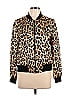 Alice + Olivia Tortoise Animal Print Leopard Print Gold Track Jacket Size L - photo 1