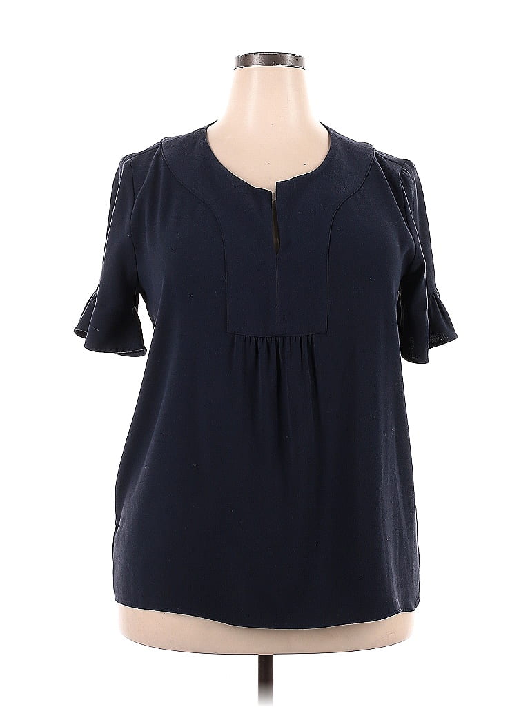 Ann Taylor 100% Polyester Blue Short Sleeve Blouse Size XL - photo 1