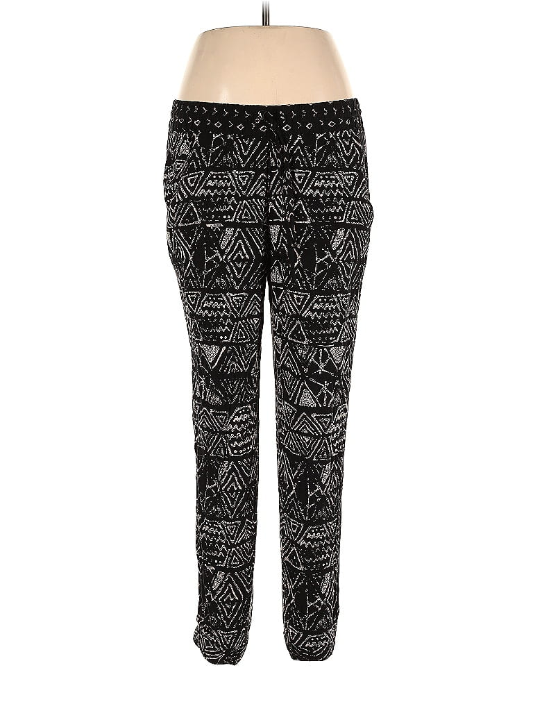 Mossimo Supply Co. 100% Rayon Paisley Stars Graphic Animal Print Black Active Pants Size L - photo 1