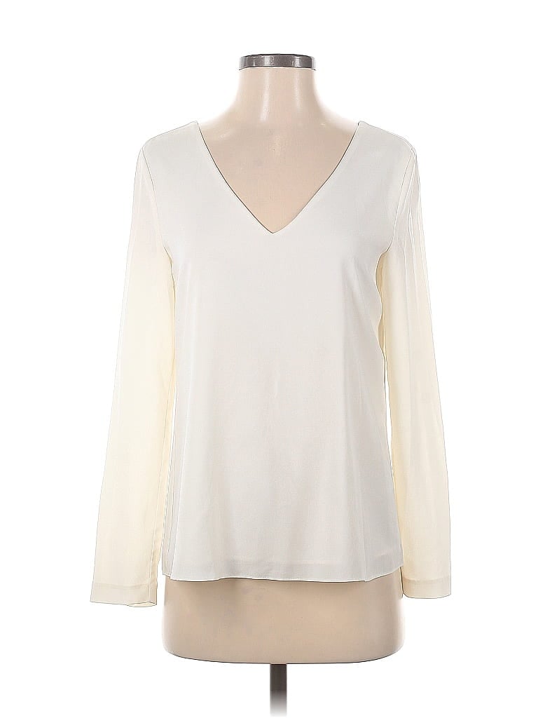 Pre-owned Cooper & Ella Long Sleeve Top Ivory V Neck Tops In White