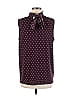 Ann Taylor 100% Polyester Polka Dots Burgundy Sleeveless Blouse Size M - photo 2