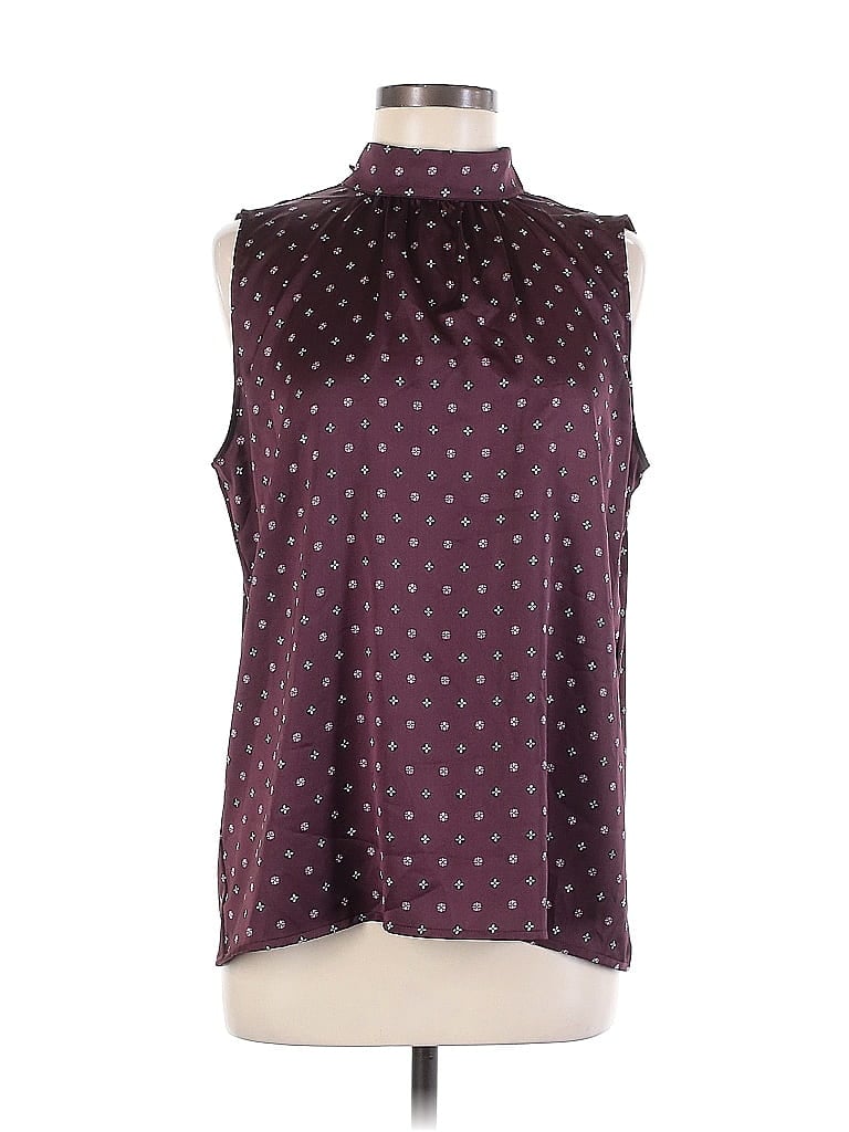 Ann Taylor 100% Polyester Polka Dots Burgundy Sleeveless Blouse Size M - photo 1