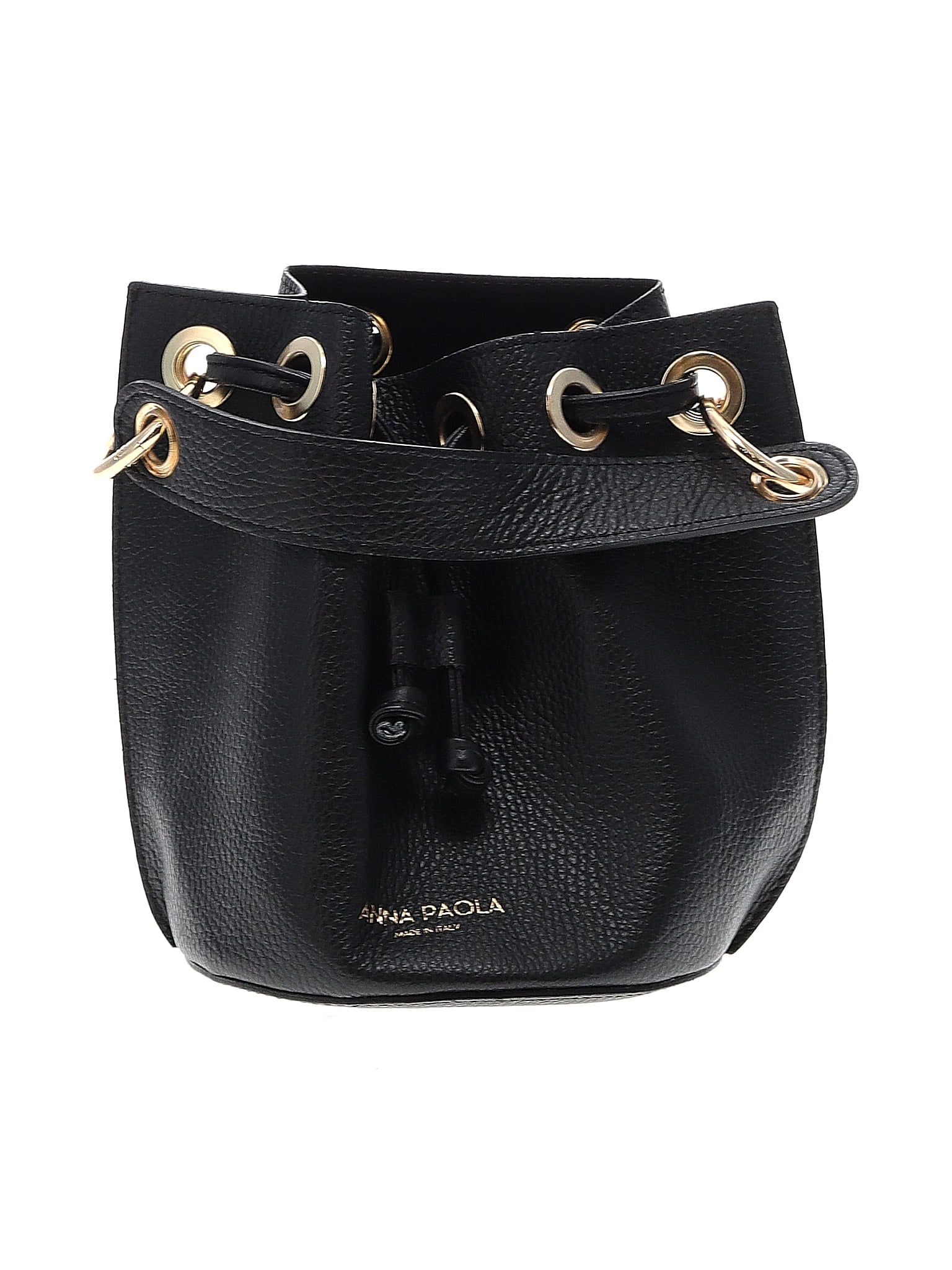 Anna Paola 100% Leather Black Leather Bucket Bag One Size - 56% off | ThredUp
