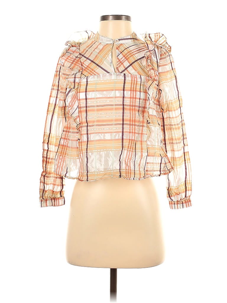 Pre-owned Current Air Long Sleeve Blouse In Orange