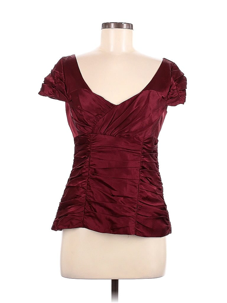 Nanette Lepore 100% Silk Burgundy Short Sleeve Blouse Size 6 - photo 1