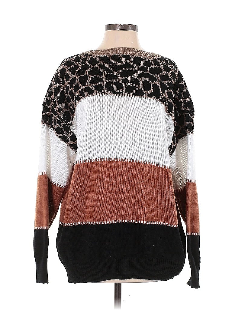 Unbranded 100% Acrylic Tortoise Color Block Animal Print Leopard Print Zebra Print Brown Pullover Sweater Size S - photo 1