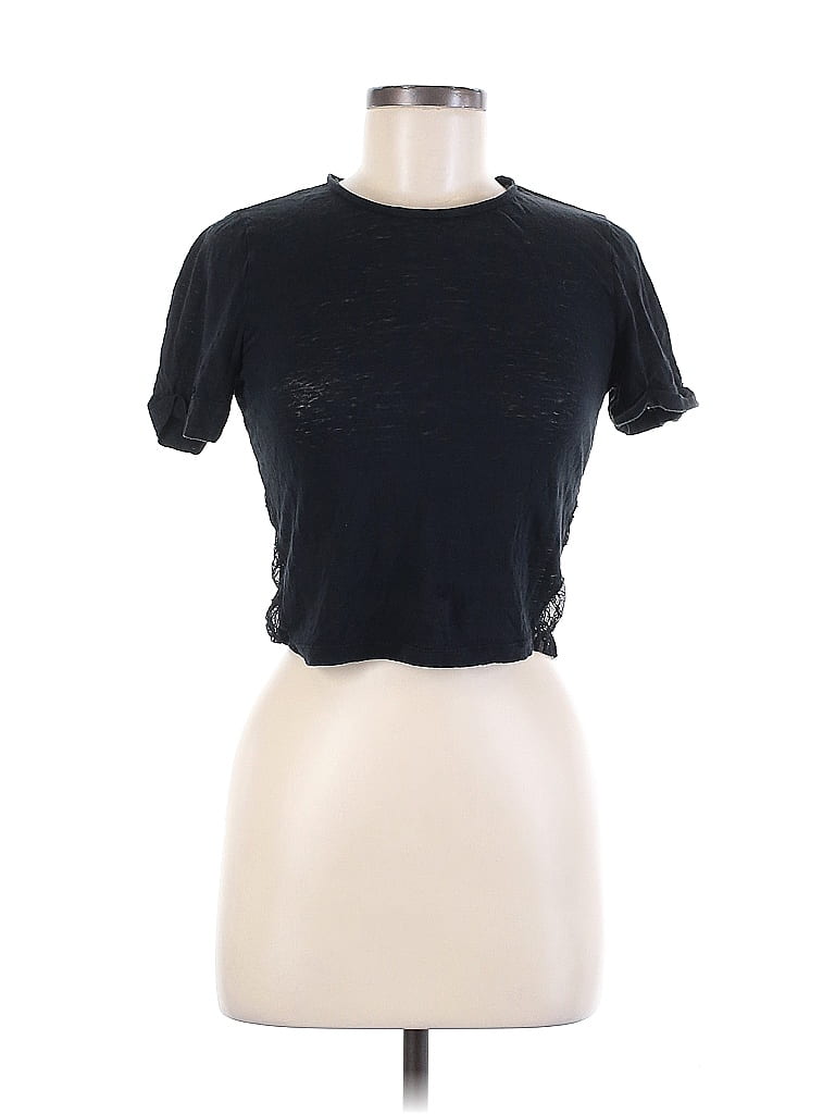 Alice + Olivia 100% Linen Black Short Sleeve T-Shirt Size M - photo 1