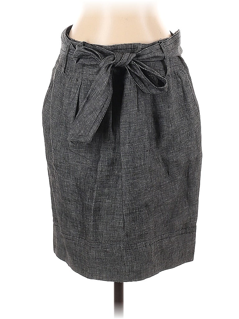 Banana Republic 100% Linen Marled Solid Gray Casual Skirt Size 4 - photo 1