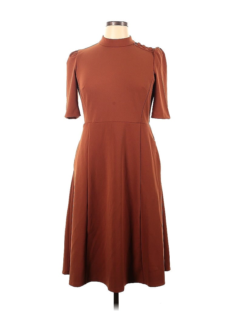 Ivy & Blu Solid Brown Casual Dress Size 14 - photo 1