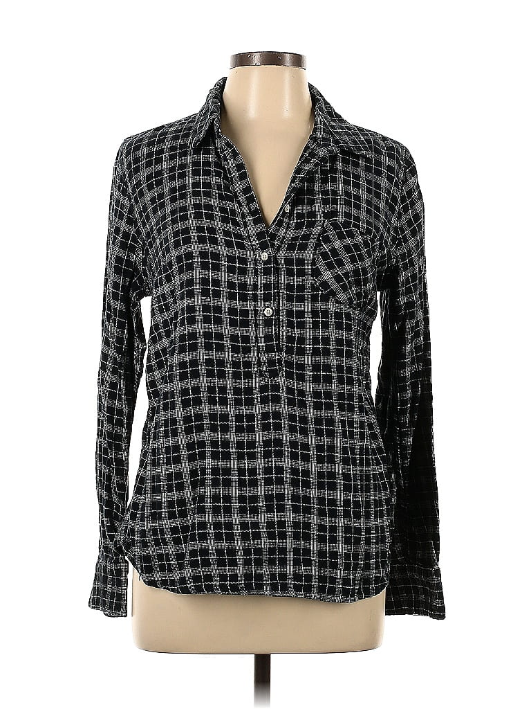 Merona 100% Cotton Black Long Sleeve Button-Down Shirt Size L - photo 1