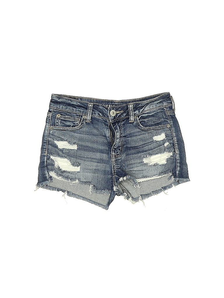 American Eagle Outfitters Acid Wash Print Stars Blue Denim Shorts Size 4 - photo 1
