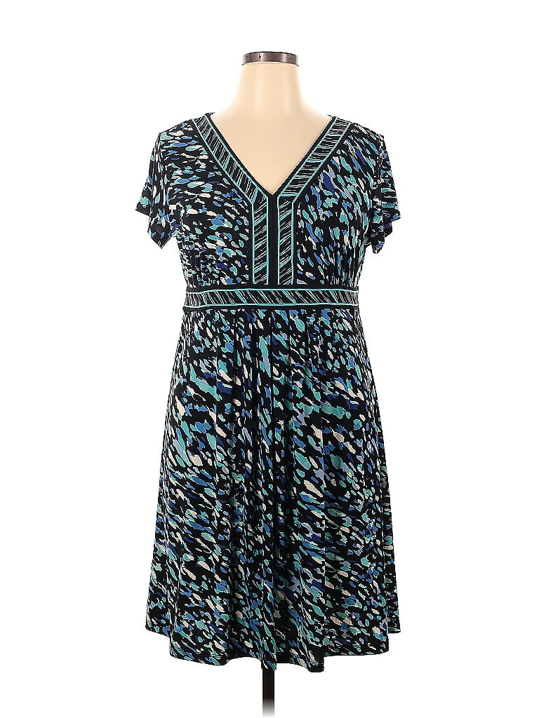 Apt. 9 Batik Blue Casual Dress Size XL - photo 1