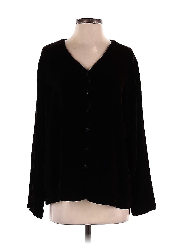 Pre-owned Eileen Fisher Long Sleeve Blouse In Black