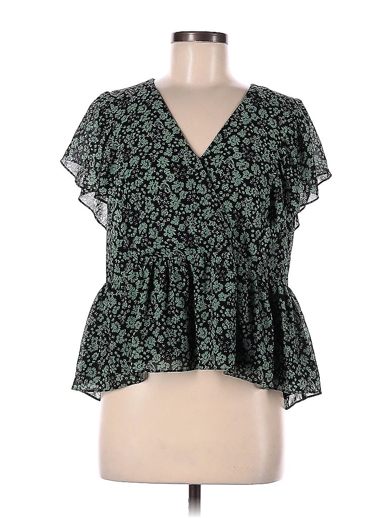 Madewell 100% Polyester Green Short Sleeve Blouse Size M - photo 1