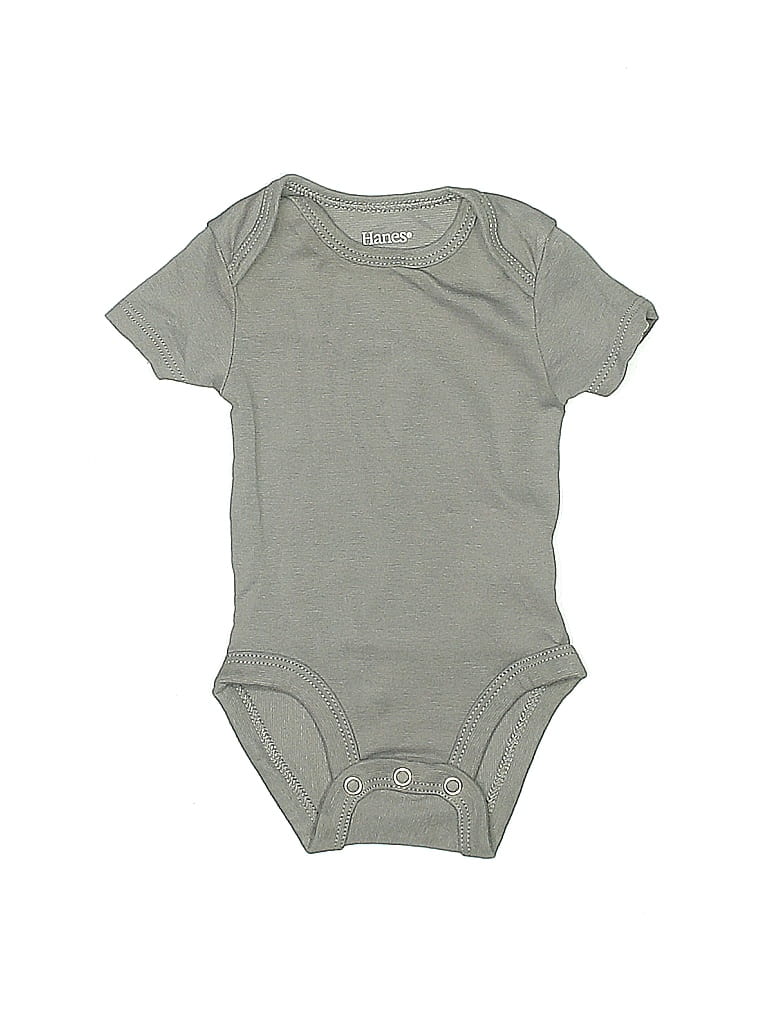 Pre-owned Hanes Babies' Short Sleeve Onesie In Gray