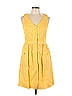Tory Burch 100% Linen Chevron-herringbone Chevron Yellow Casual Dress Size 10 - photo 1