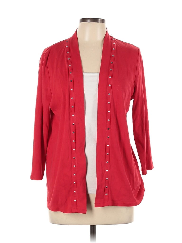 Rafaella 100% Cotton Red Cardigan Size L - photo 1