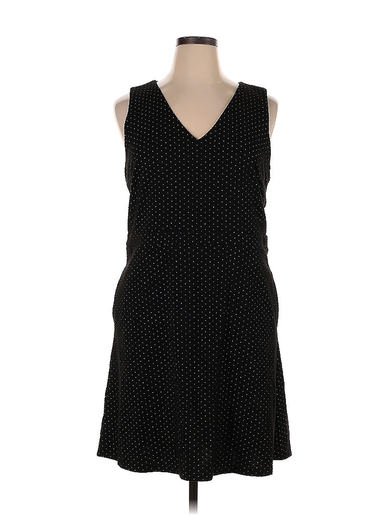 Ann Taylor LOFT Polka Dots Black Casual Dress Size 16 - photo 1