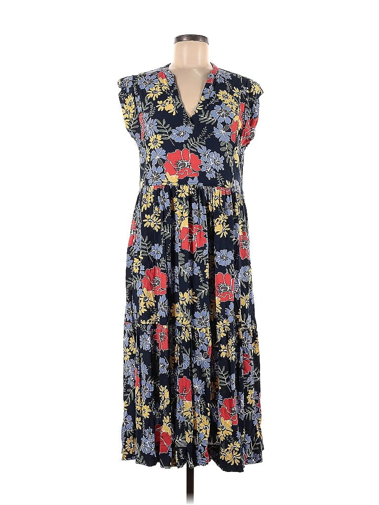 Free Assembly 100% Viscose Floral Motif Floral Blue Casual Dress Size M - photo 1