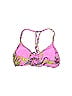 Xhilaration 100% Recycled Plastic Floral Motif Baroque Print Floral Batik Graphic Tropical Pink Swimsuit Top Size M - photo 2