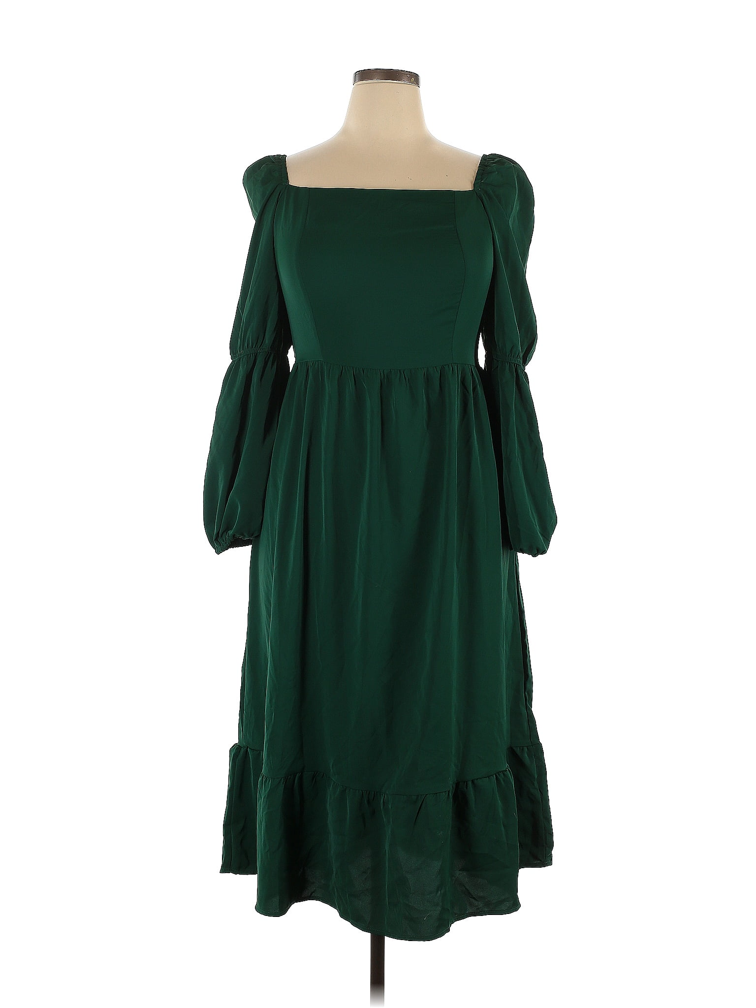 Unbranded 100 Polyester Solid Green Casual Dress Size Xl 54 Off