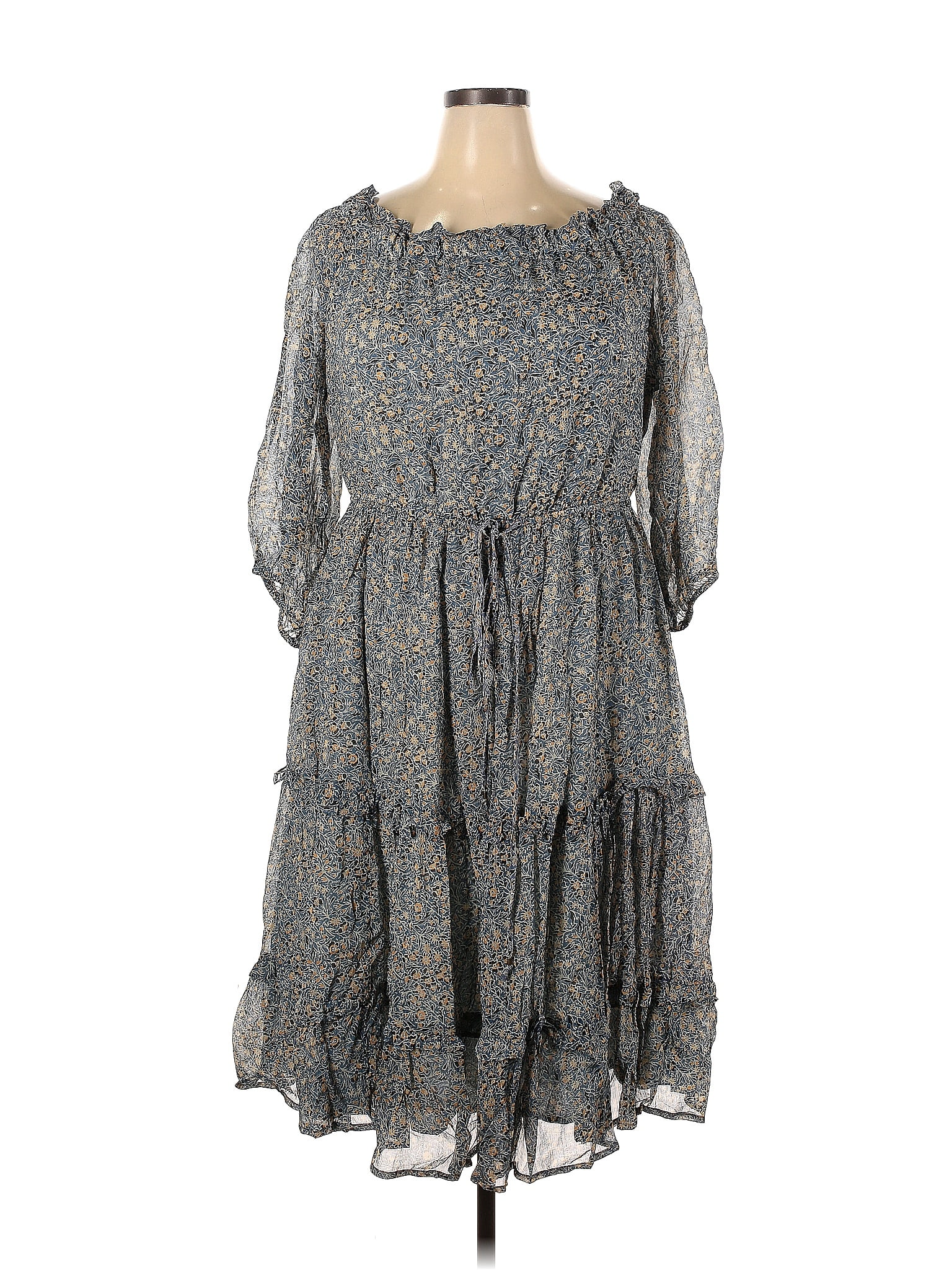 Anthropologie Marled Acid Wash Print Paisley Gray Casual Dress Size 18 ...