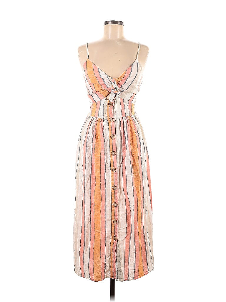 Japna 100% Cotton Stripes Orange Casual Dress Size M - photo 1