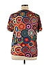 Misslook 100% Polyester Paisley Batik Aztec Or Tribal Print Brown Short Sleeve T-Shirt Size XL - photo 2