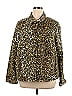 Jones New York Animal Print Leopard Print Gold Denim Jacket Size 2X (Plus) - photo 1
