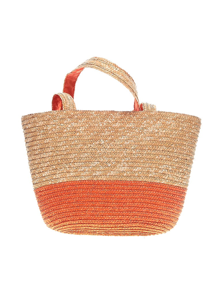 Neiman Marcus 100% Straw Marled Stripes Tropical Ombre Orange Tote One Size - photo 1