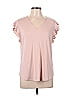 Adrianna Papell Pink Short Sleeve Blouse Size L - photo 1