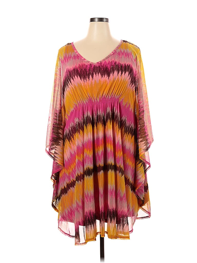 INC International Concepts 100% Nylon Tie-dye Burgundy Casual Dress Size 2X (Plus) - photo 1