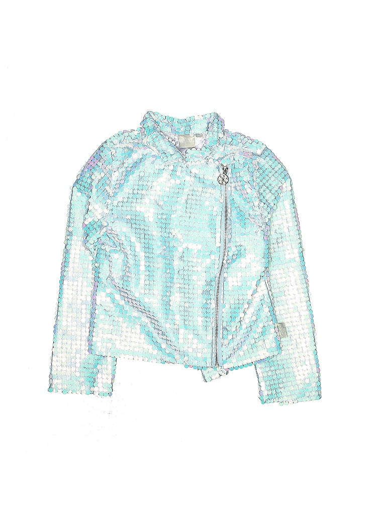 Disney 100% Polyester Snake Print Acid Wash Print Paisley Brocade Graphic Silver Jacket Size 7 - photo 1