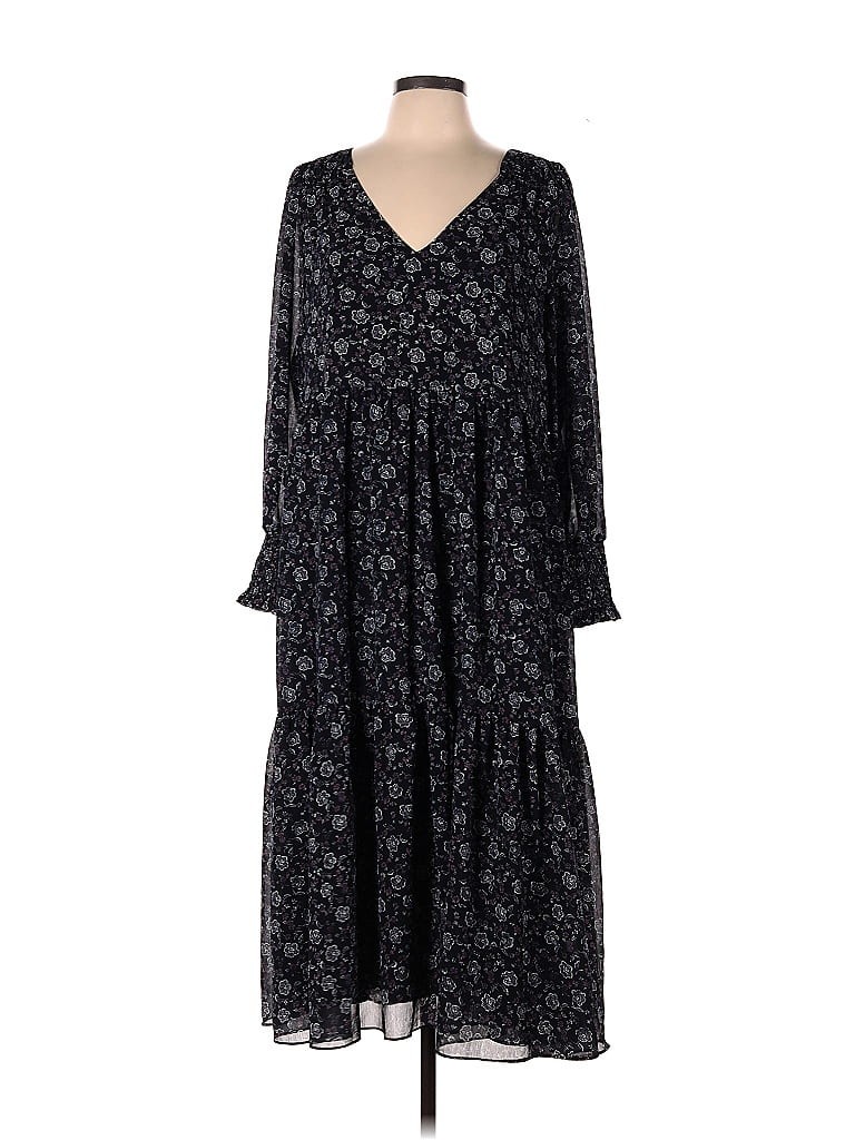 Madewell 100% Polyester Floral Motif Black Casual Dress Size L - photo 1