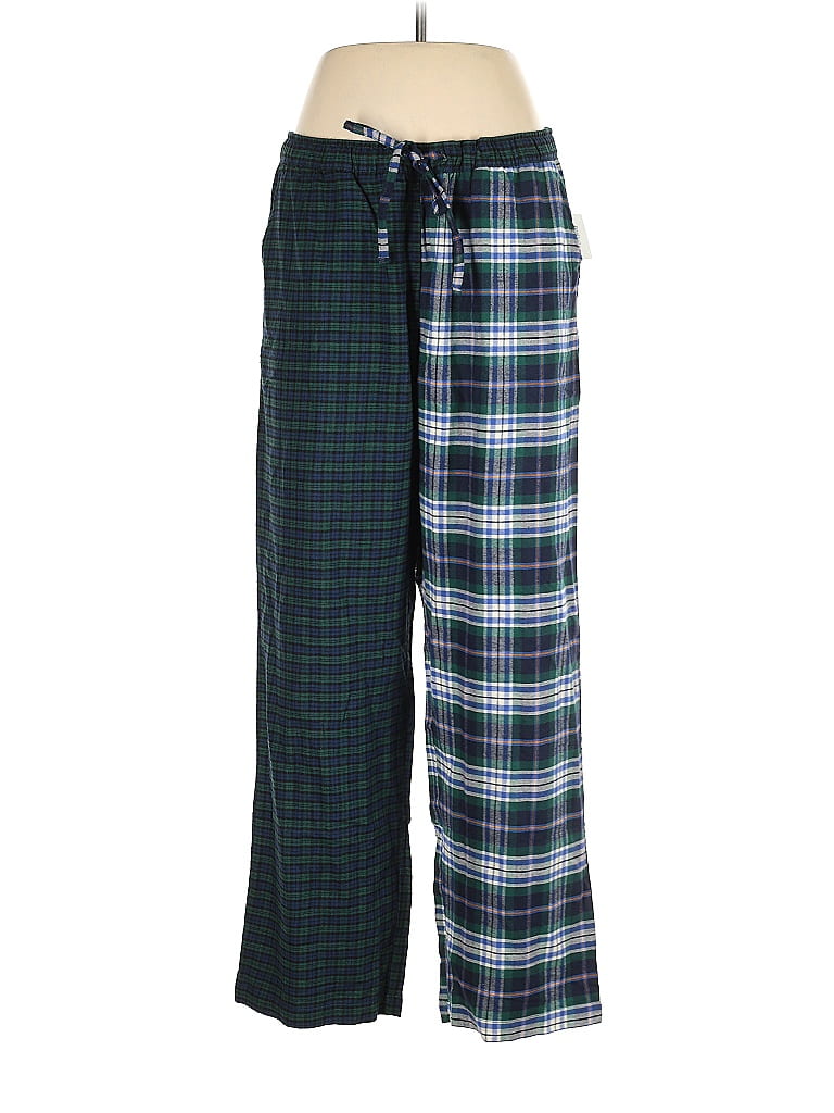 Gap Body 100% Cotton Argyle Checkered-gingham Plaid Color Block Green Casual Pants Size L - photo 1