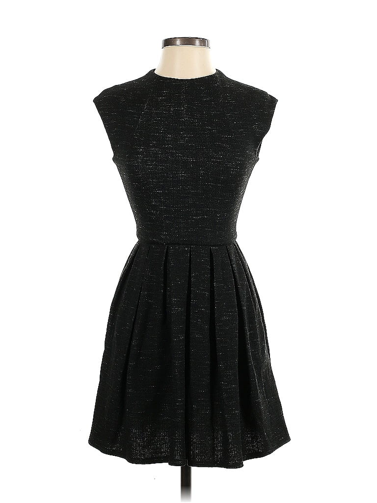 Talula Jacquard Marled Solid Tweed Black Casual Dress Size 2 - photo 1
