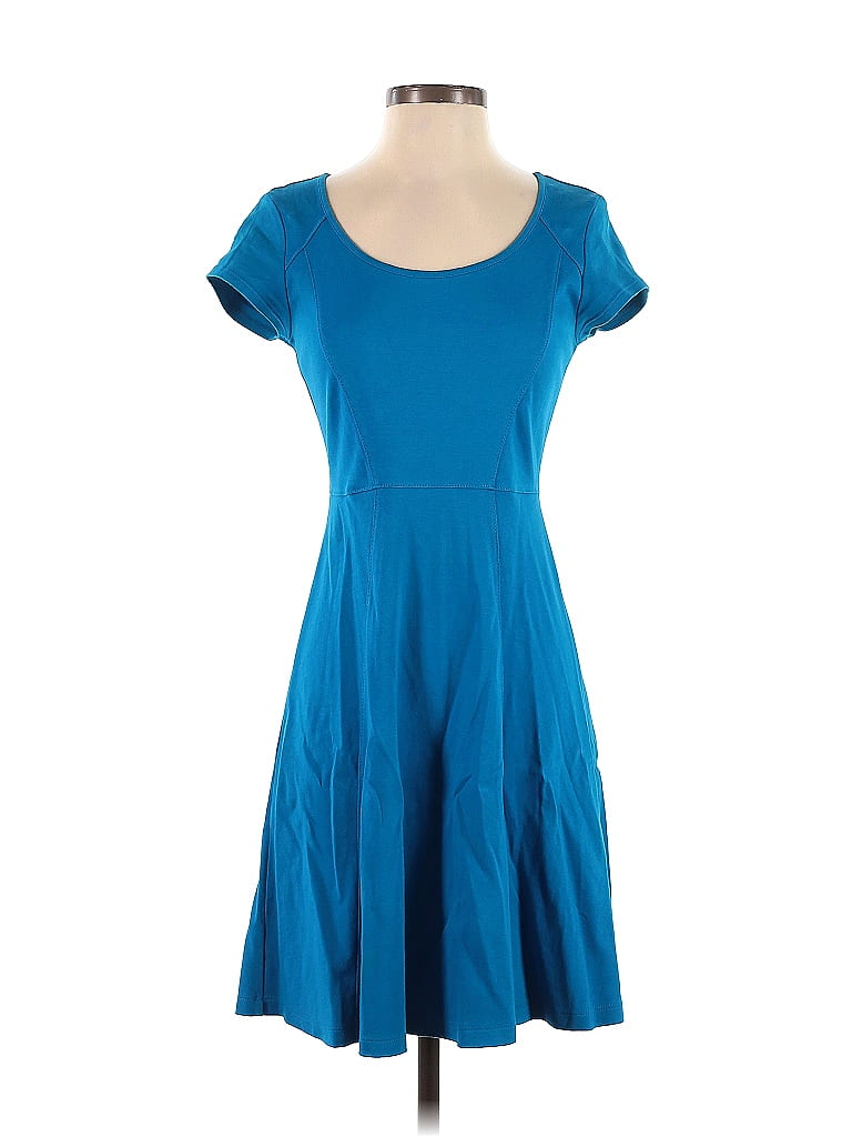 New York & Company 100% Cotton Solid Blue Casual Dress Size S - photo 1