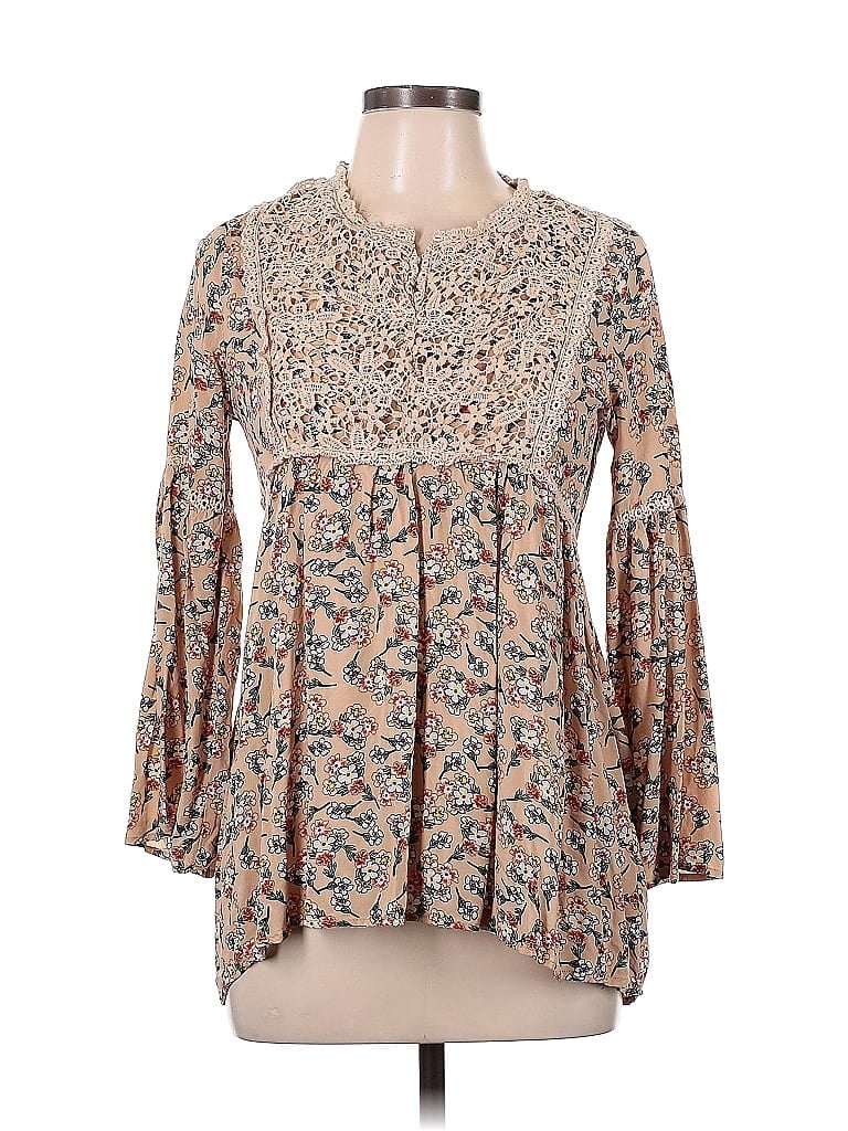 Suzanne Betro 100% Rayon Brown Long Sleeve Blouse Size L - photo 1
