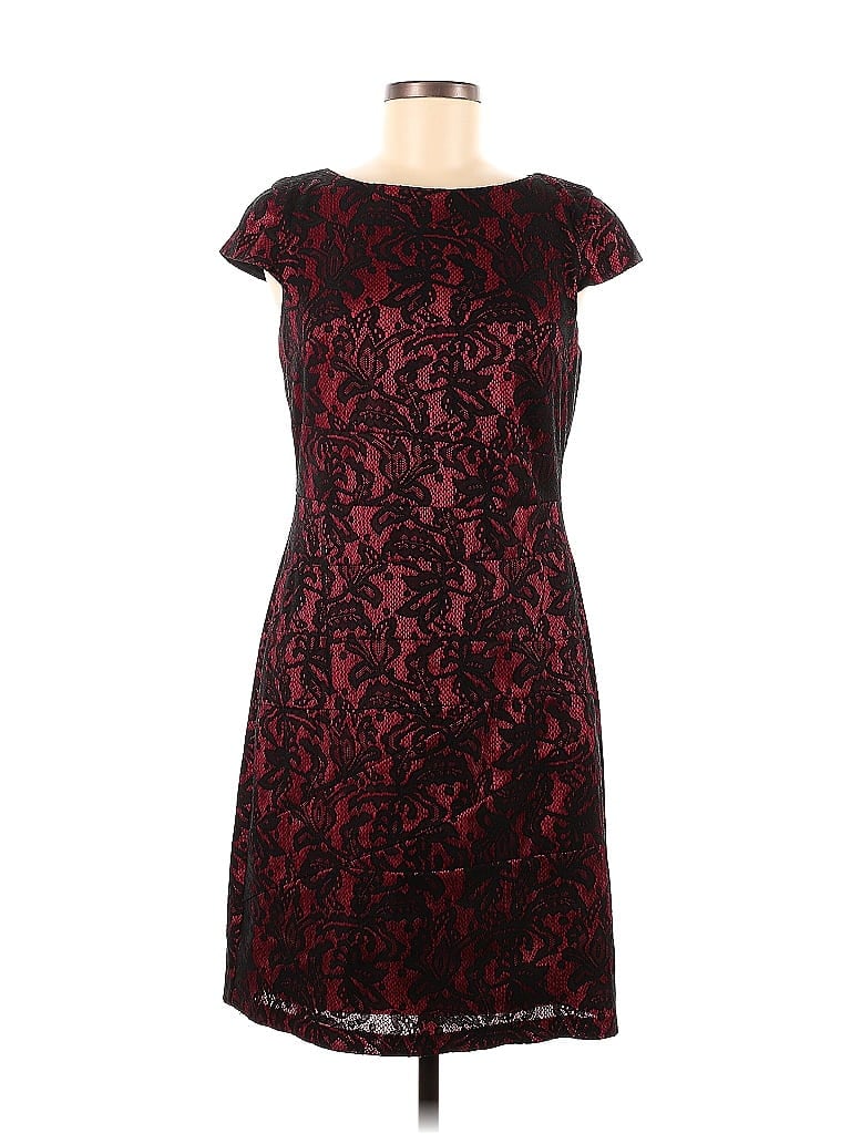 Alyx 100% Polyester Jacquard Damask Brocade Burgundy Cocktail Dress Size 6 - photo 1