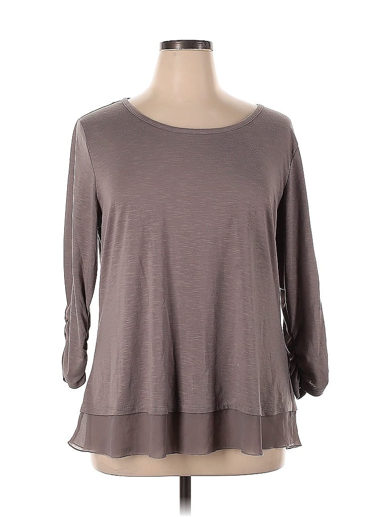 Style&Co Gray Long Sleeve T-Shirt Size XL - photo 1