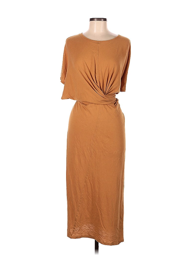 Zara 100% Cotton Solid Brown Tan Casual Dress Size M - photo 1