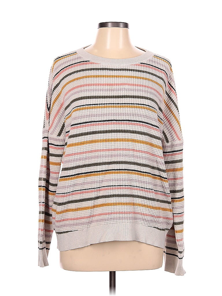 REI Co Op 100% Cotton Stripes Gray Pullover Sweater Size L - photo 1