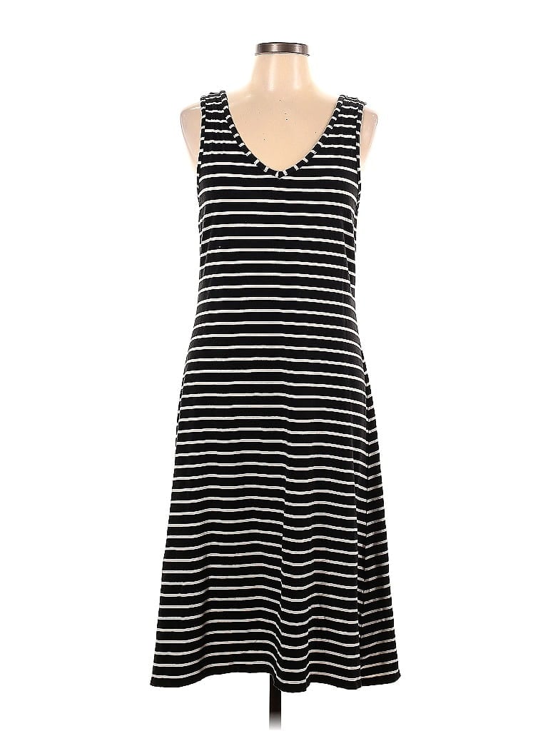 August Silk Stripes Black Casual Dress Size L - photo 1