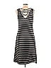 August Silk Stripes Black Casual Dress Size L - photo 2