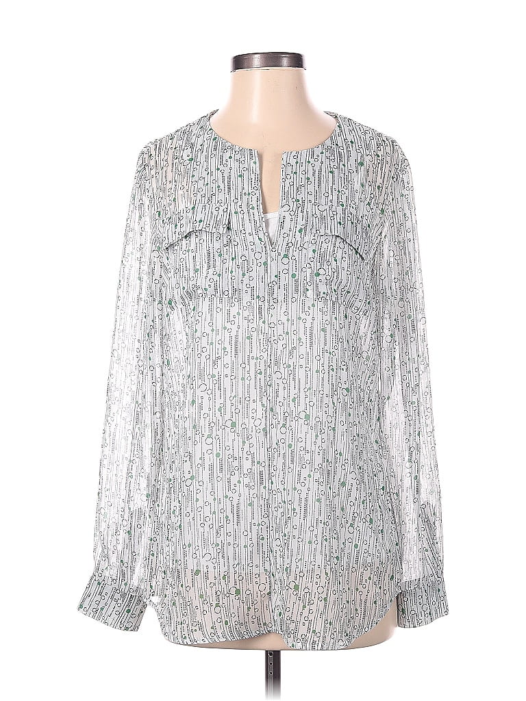 Pre-owned W By Worth Long Sleeve Blouse In Silver