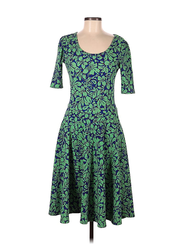Lularoe Jacquard Floral Motif Damask Paisley Green Casual Dress Size M - photo 1