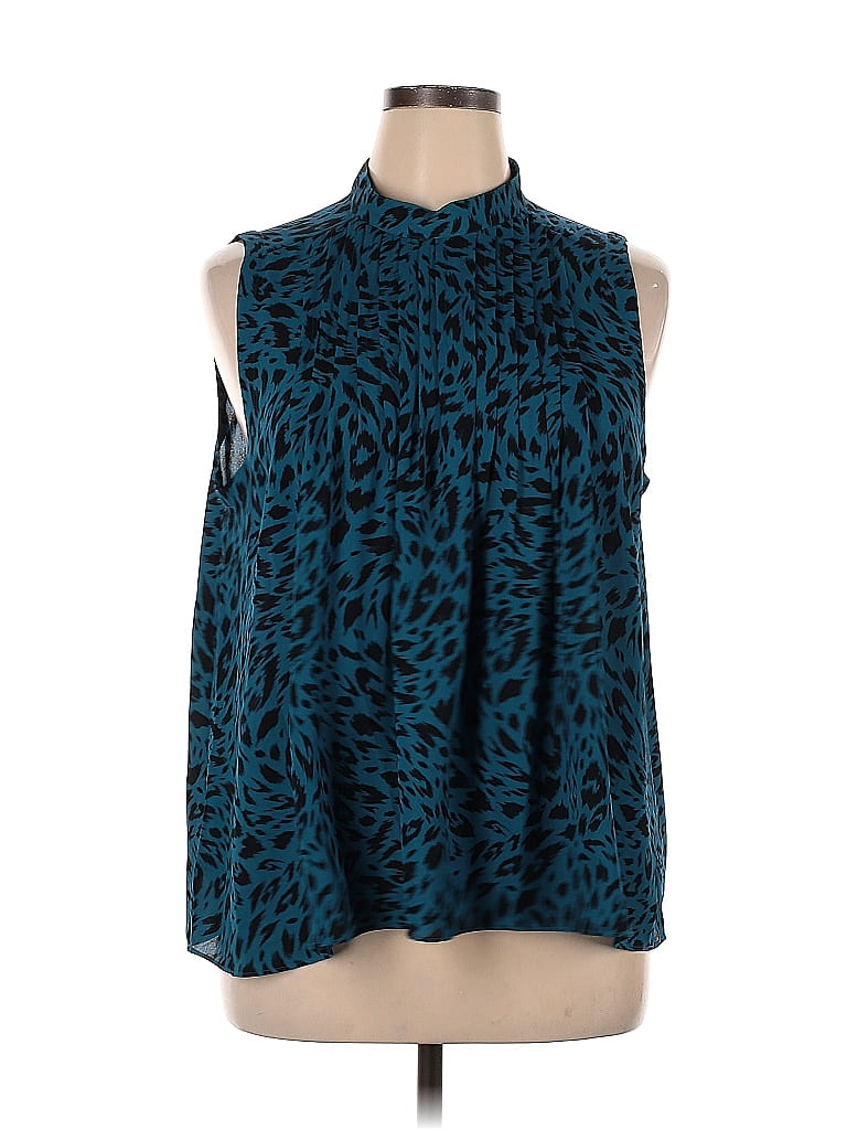 Ann Taylor 100% Polyester Teal Sleeveless Blouse Size XL - photo 1