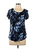 Simply Vera Vera Wang 100% Rayon Floral Motif Floral Blue Short Sleeve T-Shirt Size L - photo 1